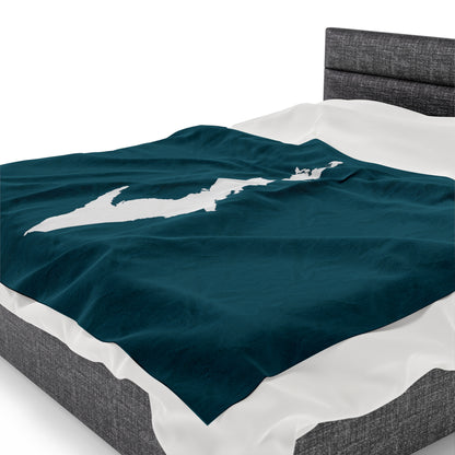 Michigan Upper Peninsula Plush Blanket (w/ UP Outline) | Auburn Hills Teal