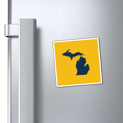 Michigan Outline Square Magnet | Gold and Navy Colors - Circumspice Michigan