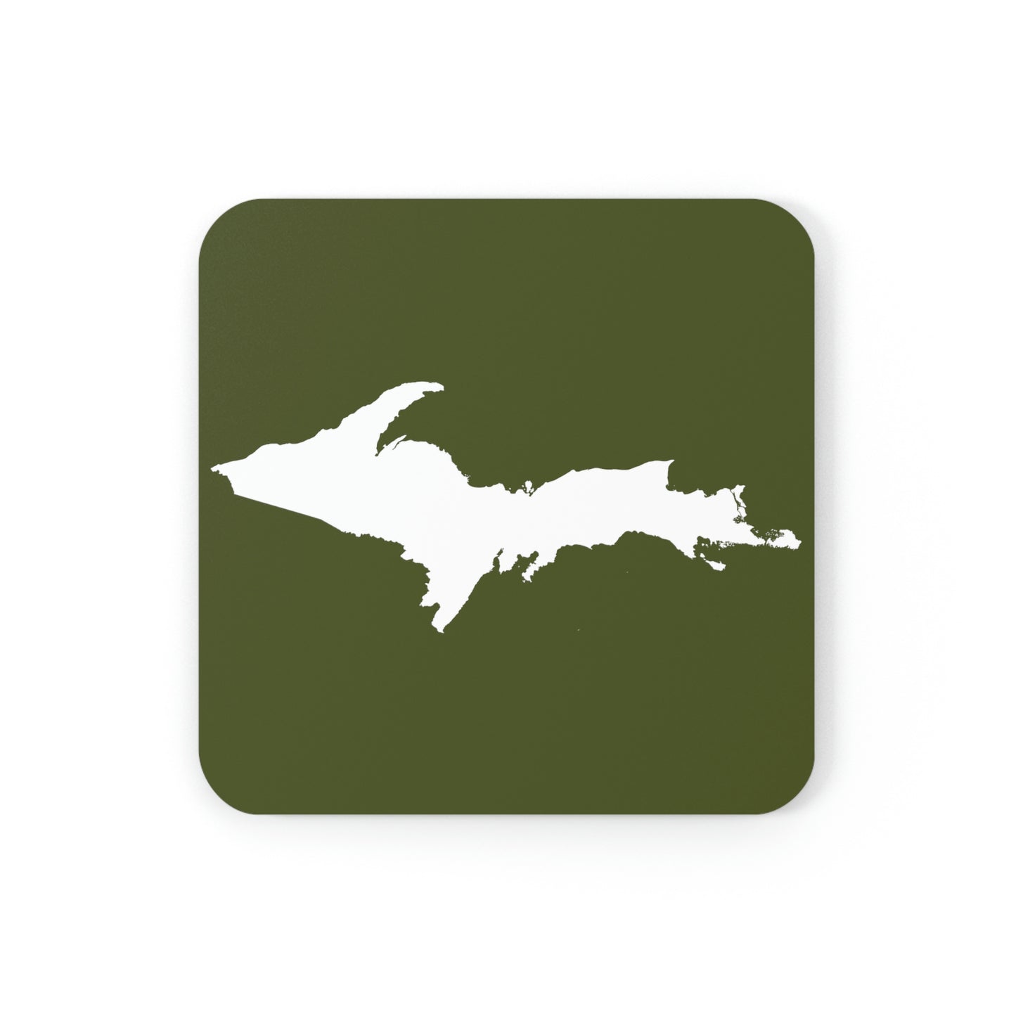 Michigan Upper Peninsula Coaster Set (Army Green w/ UP Outline) | Corkwood - 4 pack