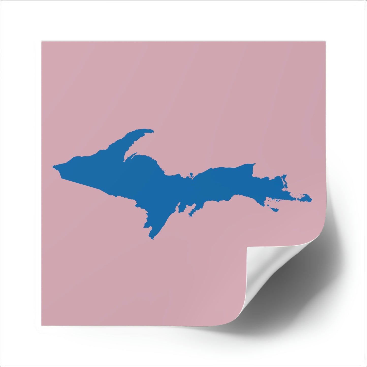 Michigan Upper Peninsula Square Sticker (Pink w/ Azure UP Outline) | Indoor/Outdoor