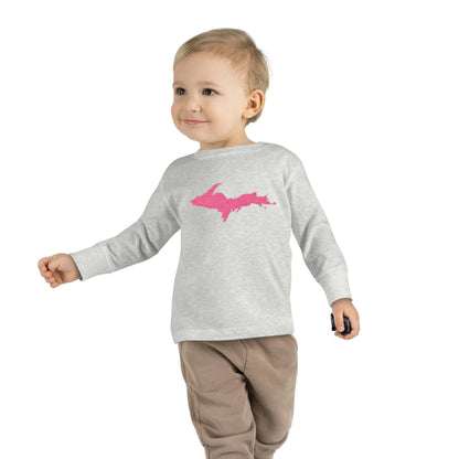 Michigan Upper Peninsula T-Shirt (w/ Pink UP Outline) | Toddler Long Sleeve