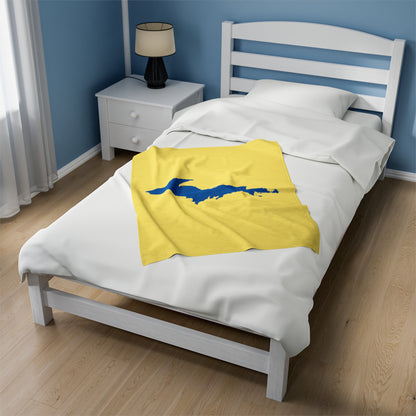 Michigan Upper Peninsula Plush Blanket (w/ Azure UP Outline) | Cherry Yellow