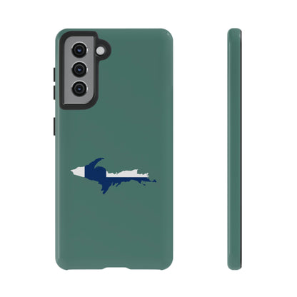 Michigan Upper Peninsula Tough Phone Case (Copper Green w/ UP Finland Flag Outline) | Samsung & Pixel Android