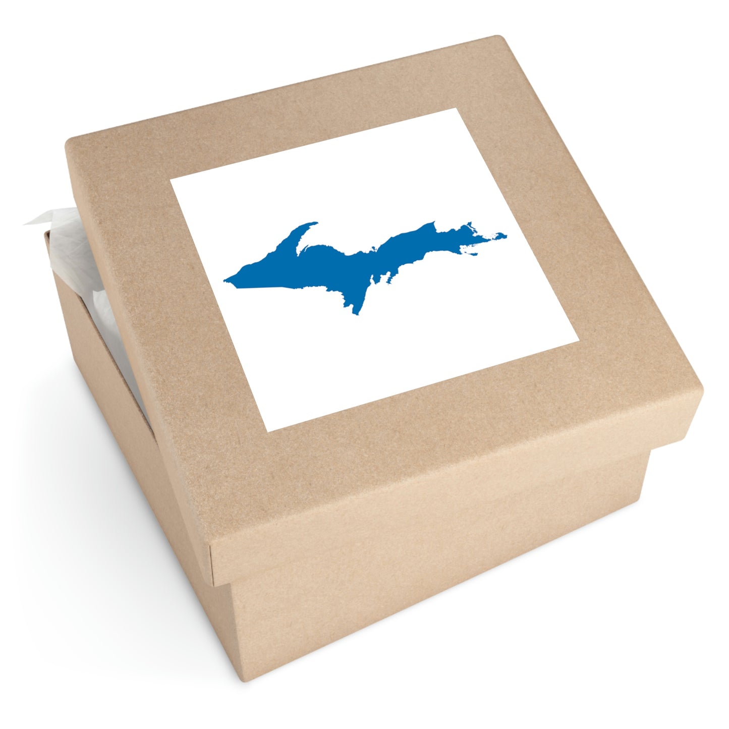 Michigan Upper Peninsula Square Sticker (w/ Azure UP Outline) | Indoor/Outdoor