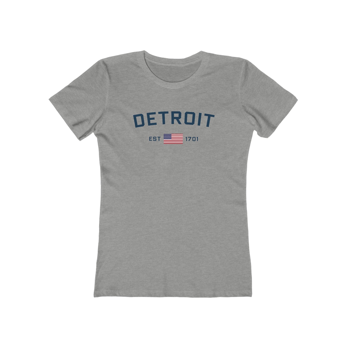 'Detroit EST 1701' T-Shirt (w/USA Flag Outline) | Women's Boyfriend Cut