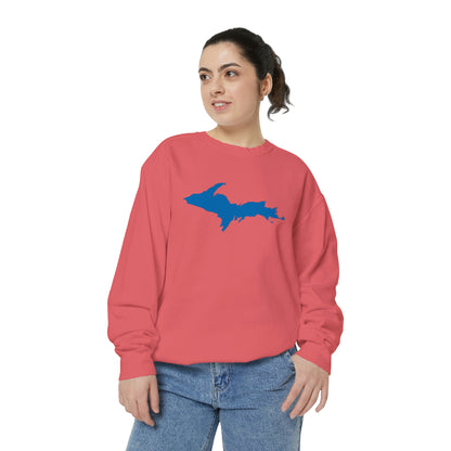 Michigan Upper Peninsula Sweatshirt (w/ Azure UP Outline) | Unisex Garment Dyed