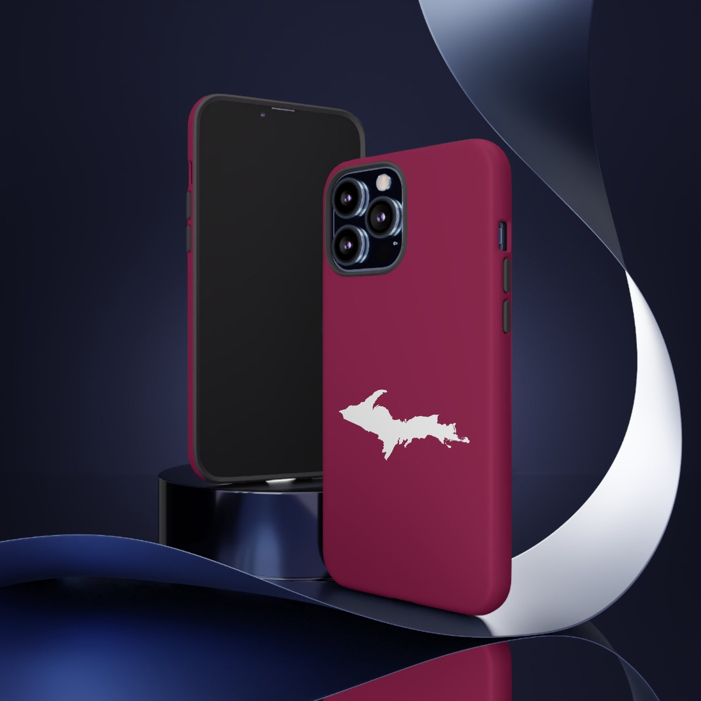 Michigan Upper Peninsula Tough Phone Case (Ruby Red w/ UP Outline) | Apple iPhone