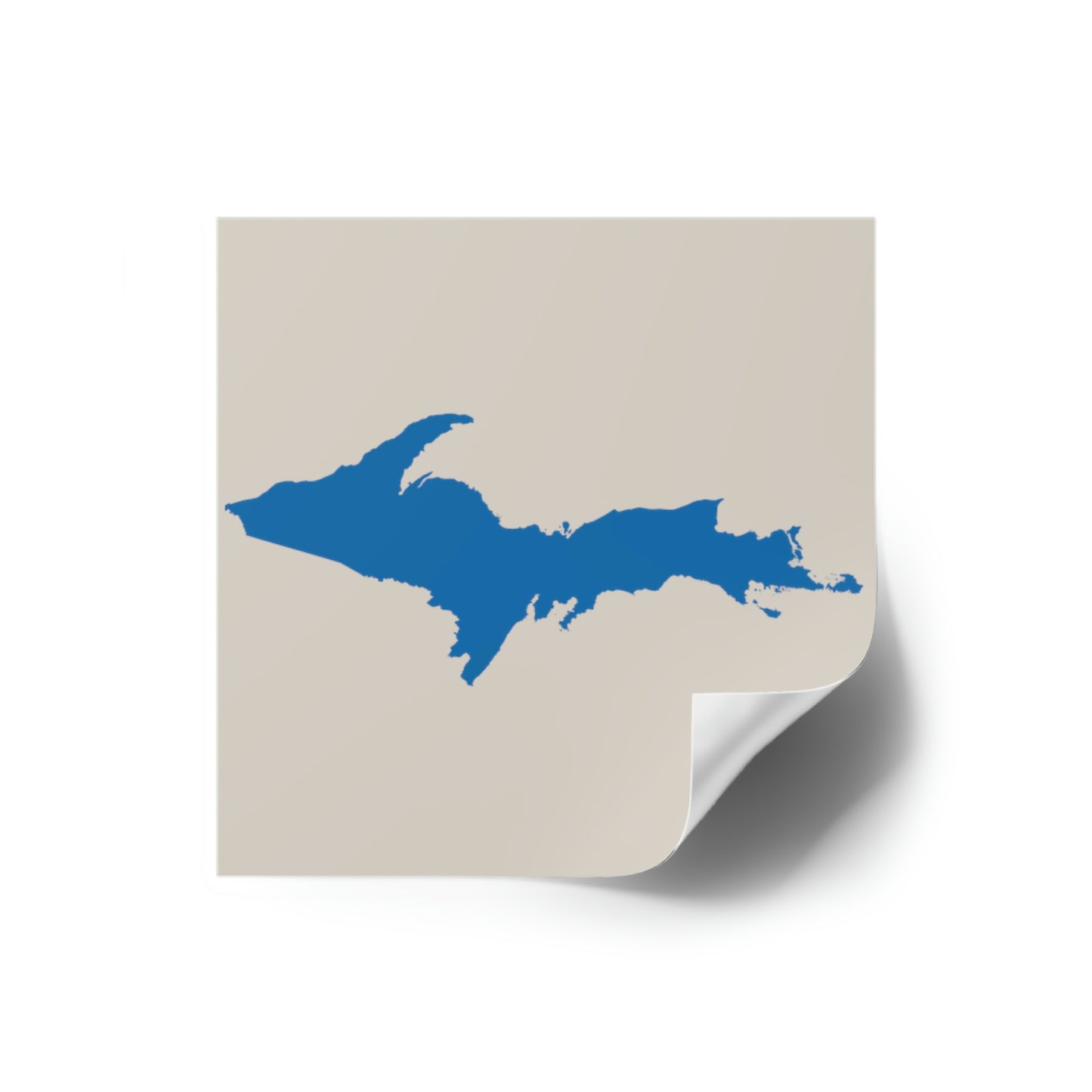 Michigan Upper Peninsula Square Sticker (Canvas Color w/ Azure UP Outline) | Indoor/Outdoor