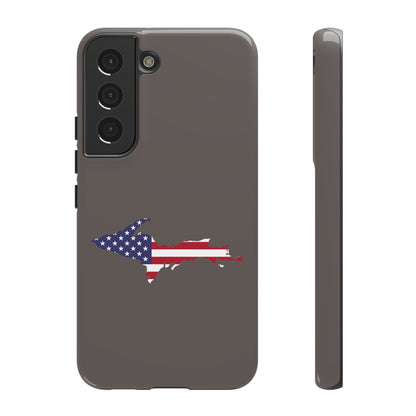 Michigan Upper Peninsula Tough Phone Case (Warren Tank Grey w/ UP USA Flag Outline) | Samsung & Pixel Android