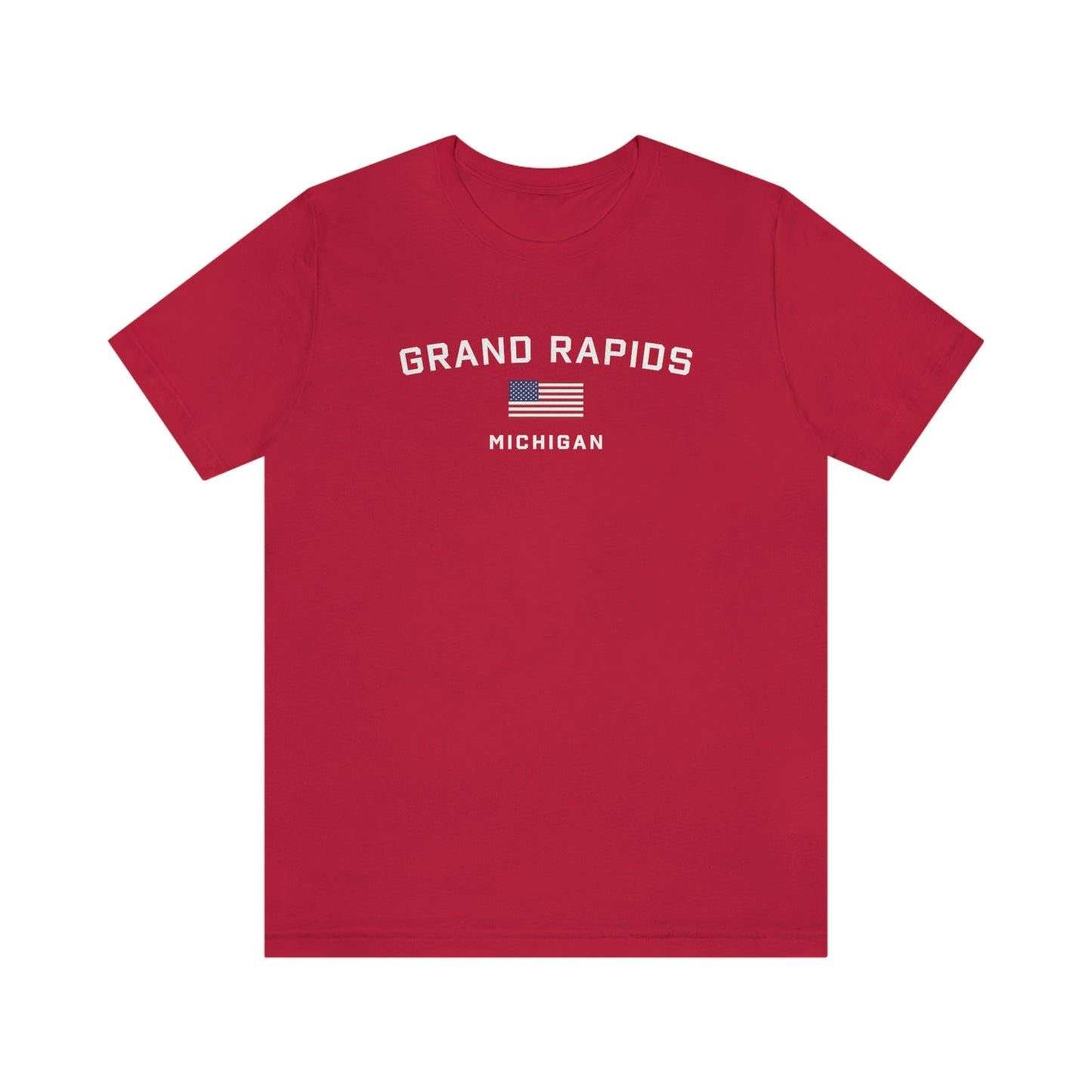 'Grand Rapids Michigan' T-Shirt (w/USA Flag Outline) | Unisex Standard Fit