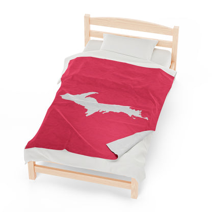 Michigan Upper Peninsula Plush Blanket (w/ UP Outline) | Rhodochrosite Pink