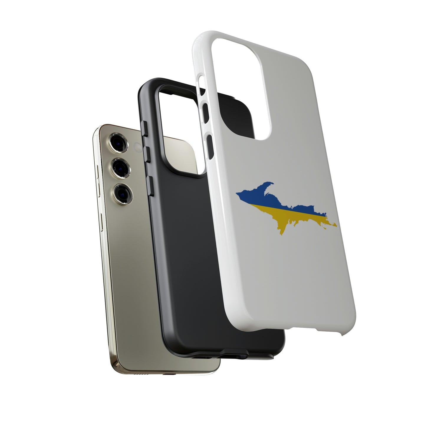 Michigan Upper Peninsula Tough Phone Case (w/ UP Ukraine Flag Outline) | Samsung & Pixel Android