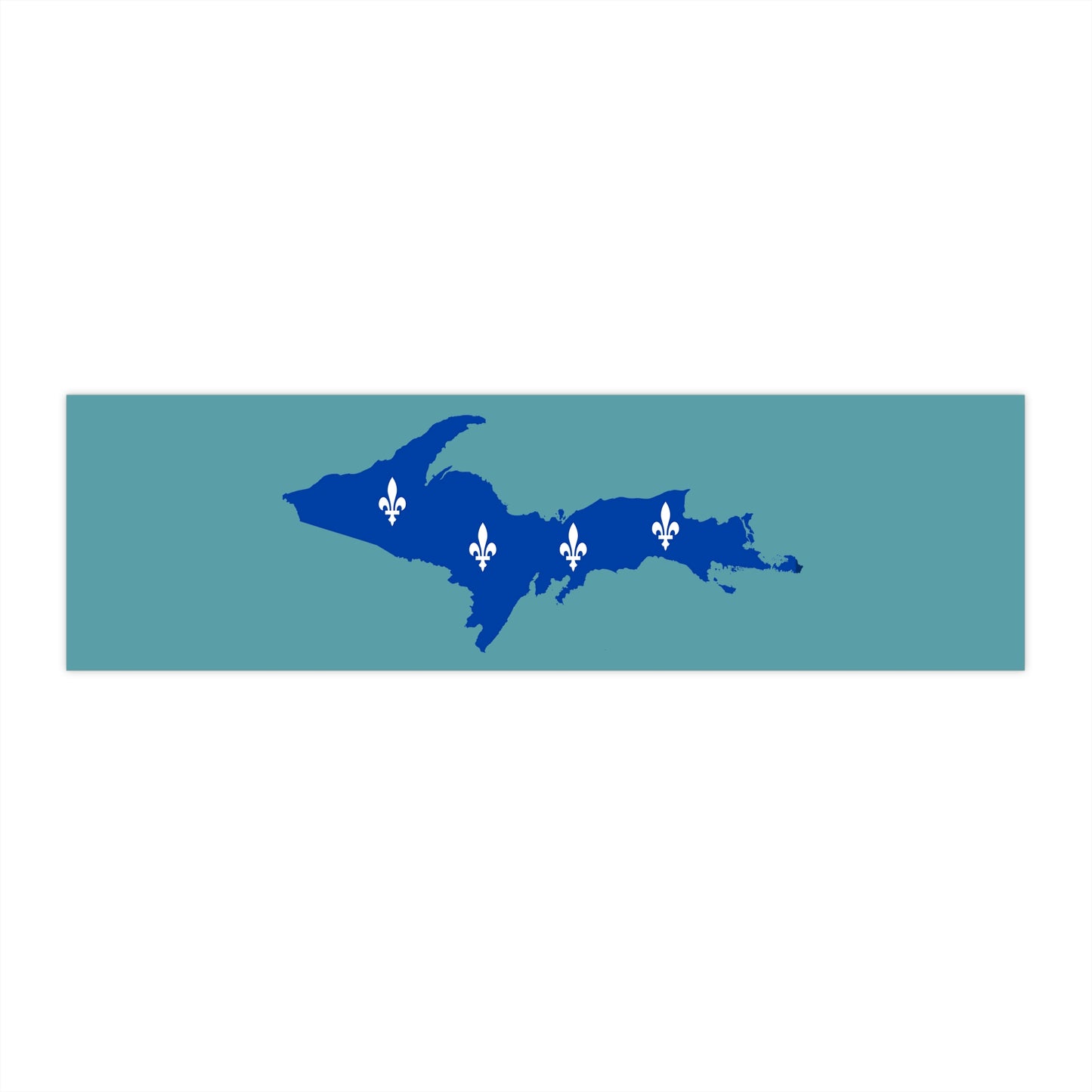 Michigan Upper Peninsula Bumper Stickers (w/ UP Quebec Flag Outline) | Huron Blue Background