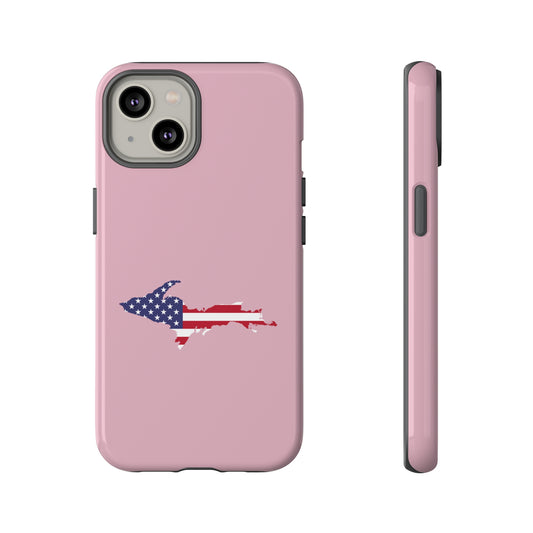 Michigan Upper Peninsula Tough Phone Case (Pink w/ UP USA Flag Outline) | Apple iPhone