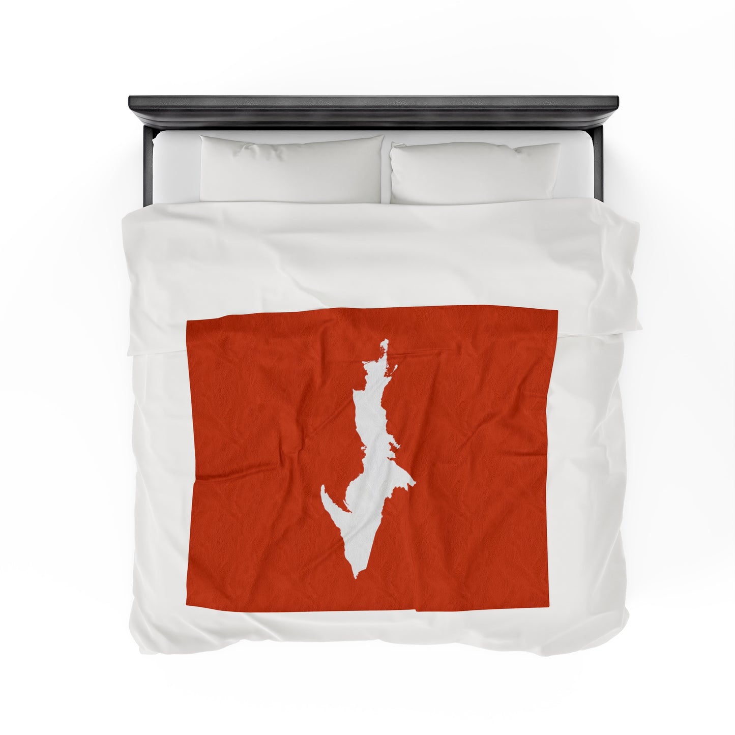 Michigan Upper Peninsula Plush Blanket (w/ UP Outline) | Maple Leaf Orange