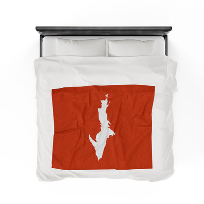 Michigan Upper Peninsula Plush Blanket (w/ UP Outline) | Maple Leaf Orange