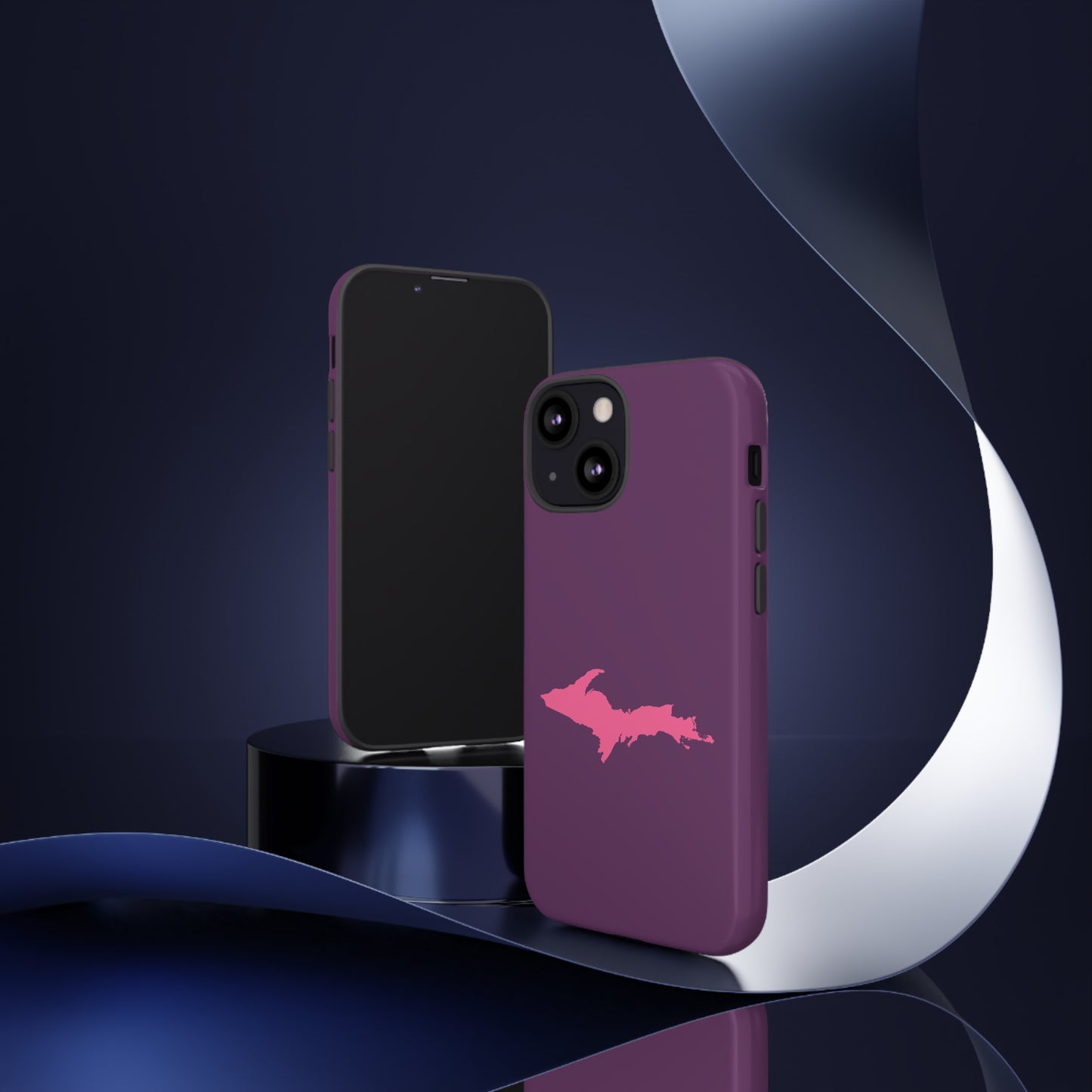 Michigan Upper Peninsula Tough Phone Case (Plum w/ Pink UP Outline) | Apple iPhone