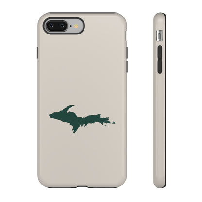 Michigan Upper Peninsula Tough Phone Case (Canvas Color w/ Green UP Outline) | Apple iPhone