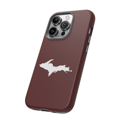 Michigan Upper Peninsula Tough Phone Case (Cherrywood Red w/ UP Outline) | Apple iPhone