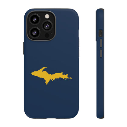 Michigan Upper Peninsula Tough Phone Case (Navy w/ Gold UP Outline) | Apple iPhone