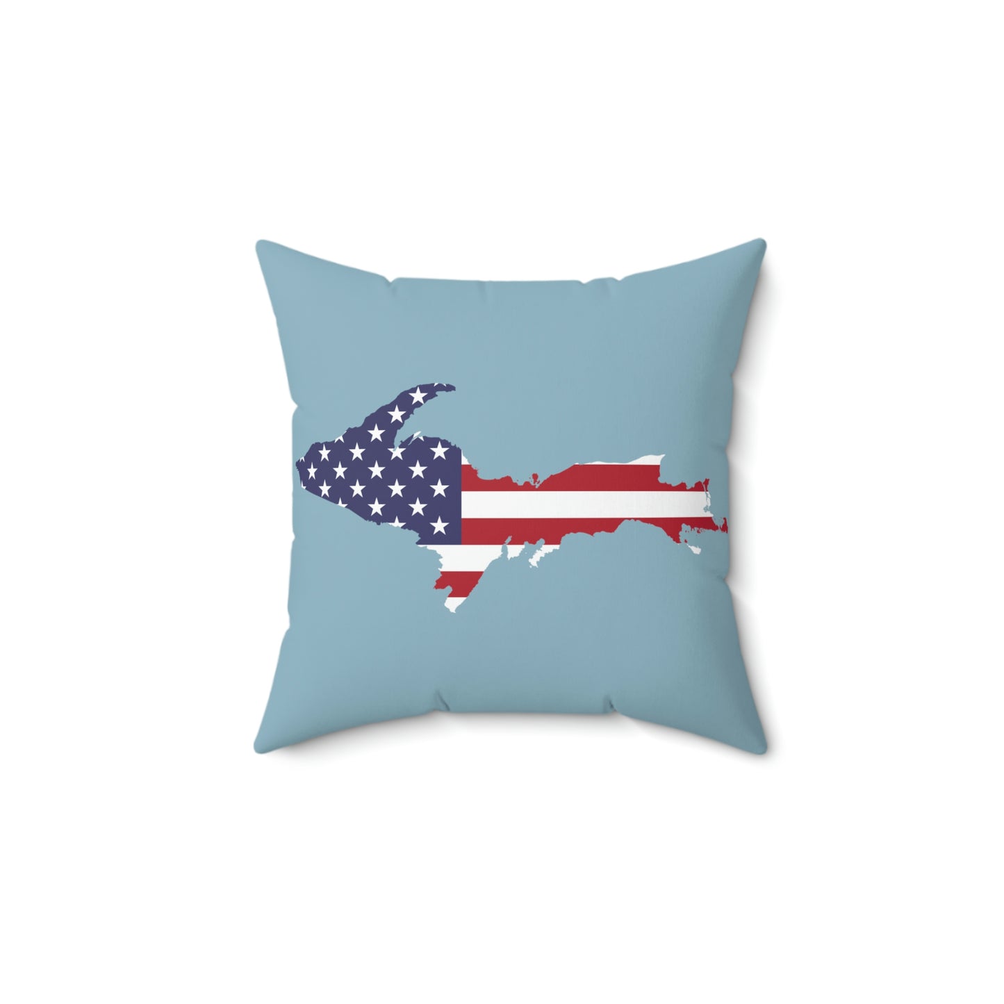 Michigan Upper Peninsula Accent Pillow (w/ UP USA Flag Outline) | Opal Blue