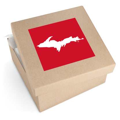 Michigan Upper Peninsula Square Sticker (Red w/ UP Outline) | Indoor/Outdoor