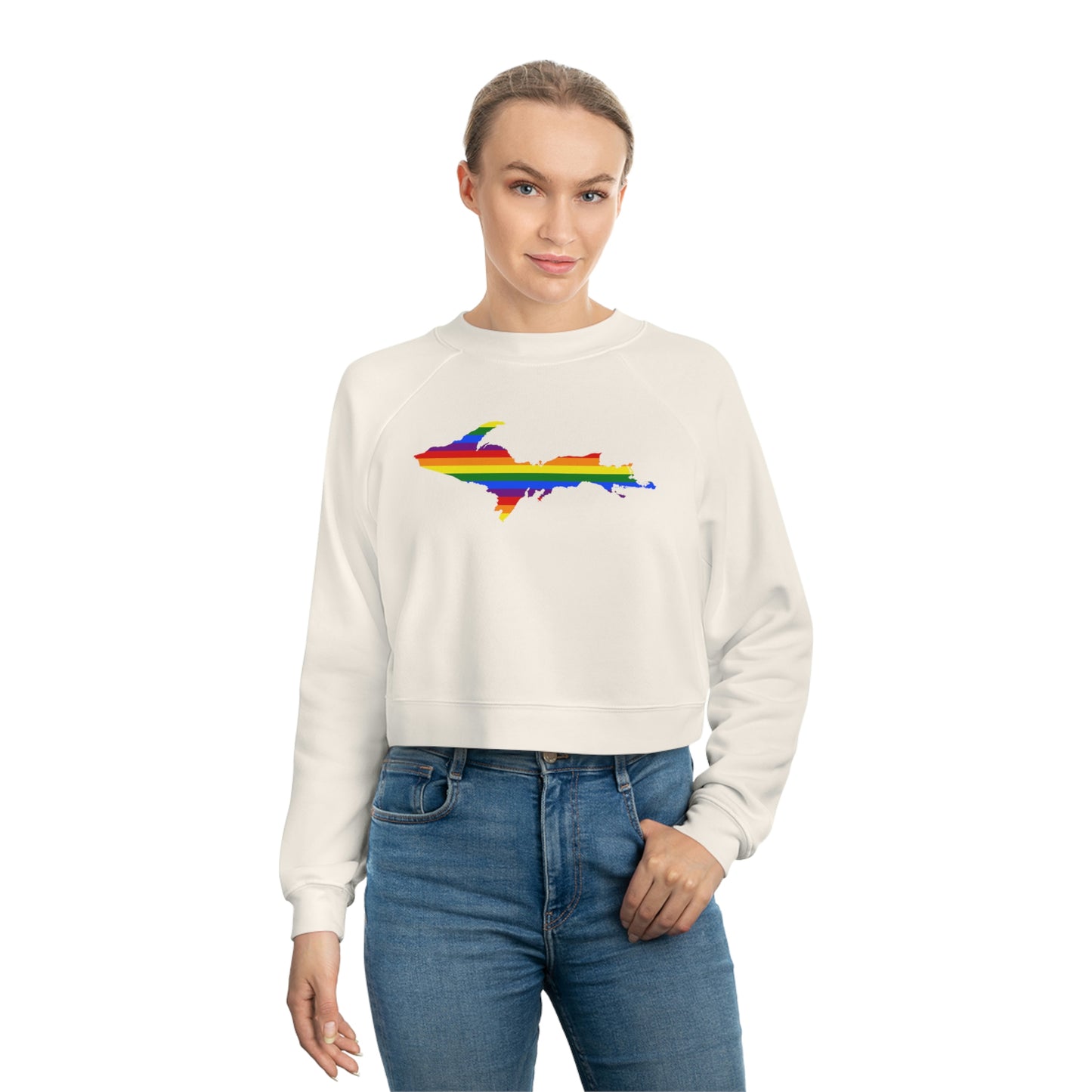 Michigan Upper Peninsula Sweatshirt (w/ UP Pride Flag Outline) | Cropped Mid-Length