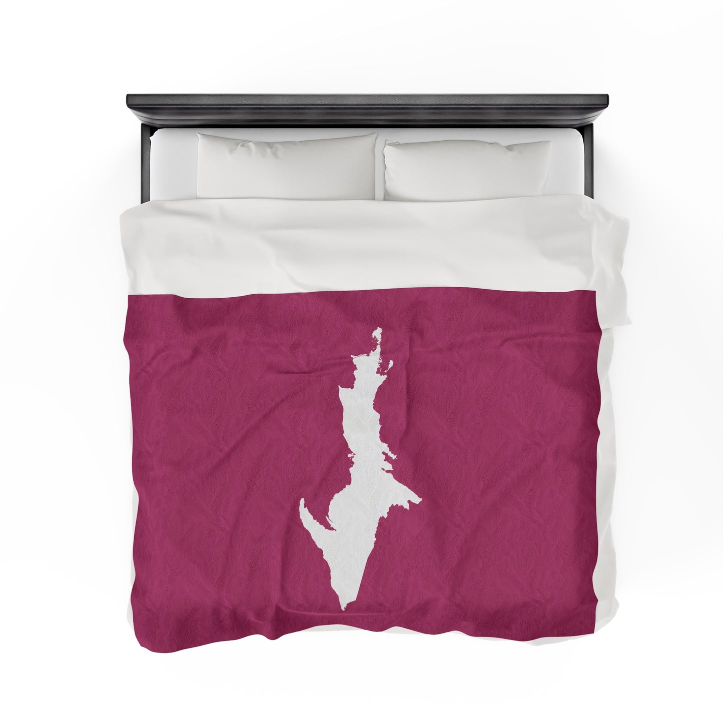 Michigan Upper Peninsula Plush Blanket (w/ UP Outline) | Apple Blossom Pink