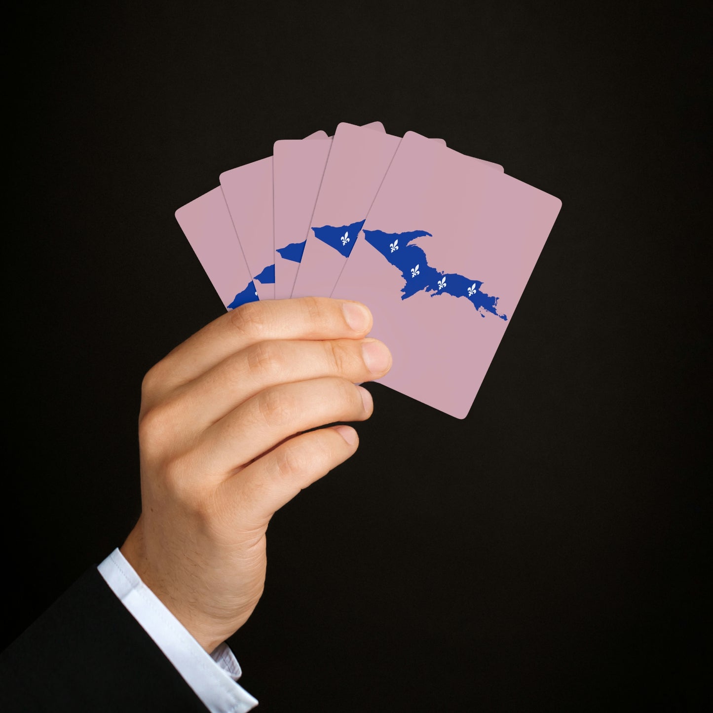 Michigan Upper Peninsula Poker Cards (Pink w/ UP Quebec Flag Outline)