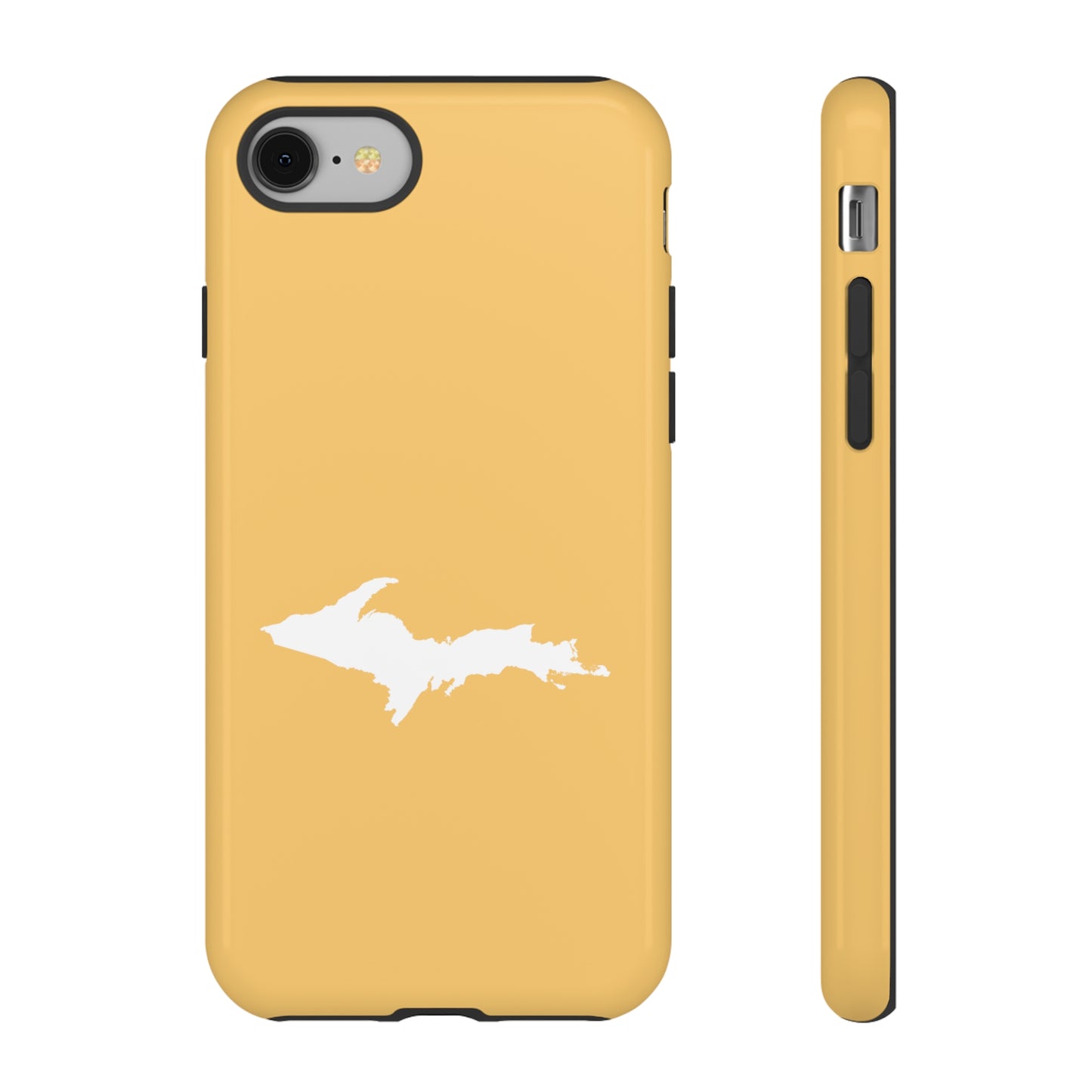 Michigan Upper Peninsula Tough Phone Case (Citrine Color w/ UP Outline) | Apple iPhone