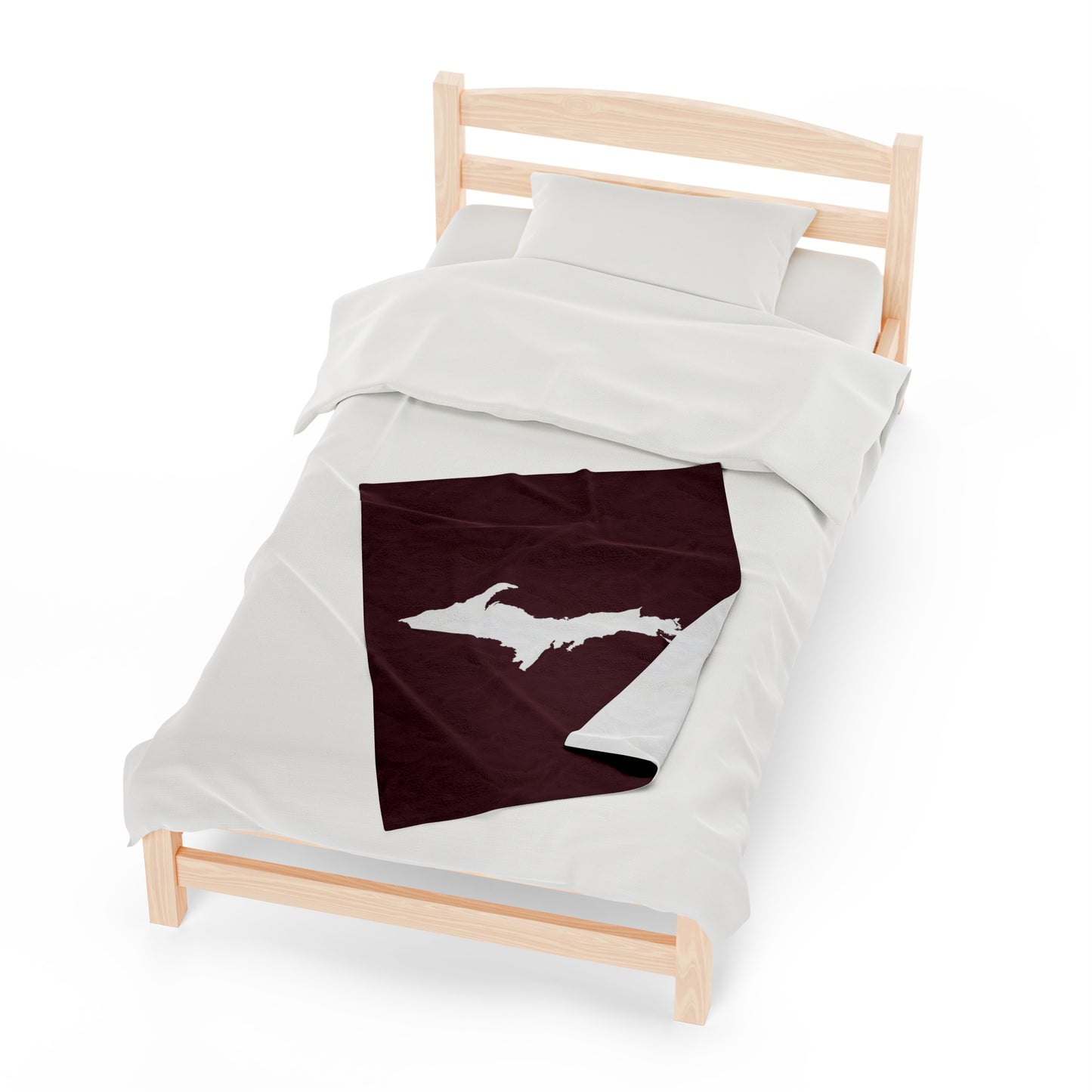 Michigan Upper Peninsula Plush Blanket (w/ UP Outline) | Old Mission Burgundy