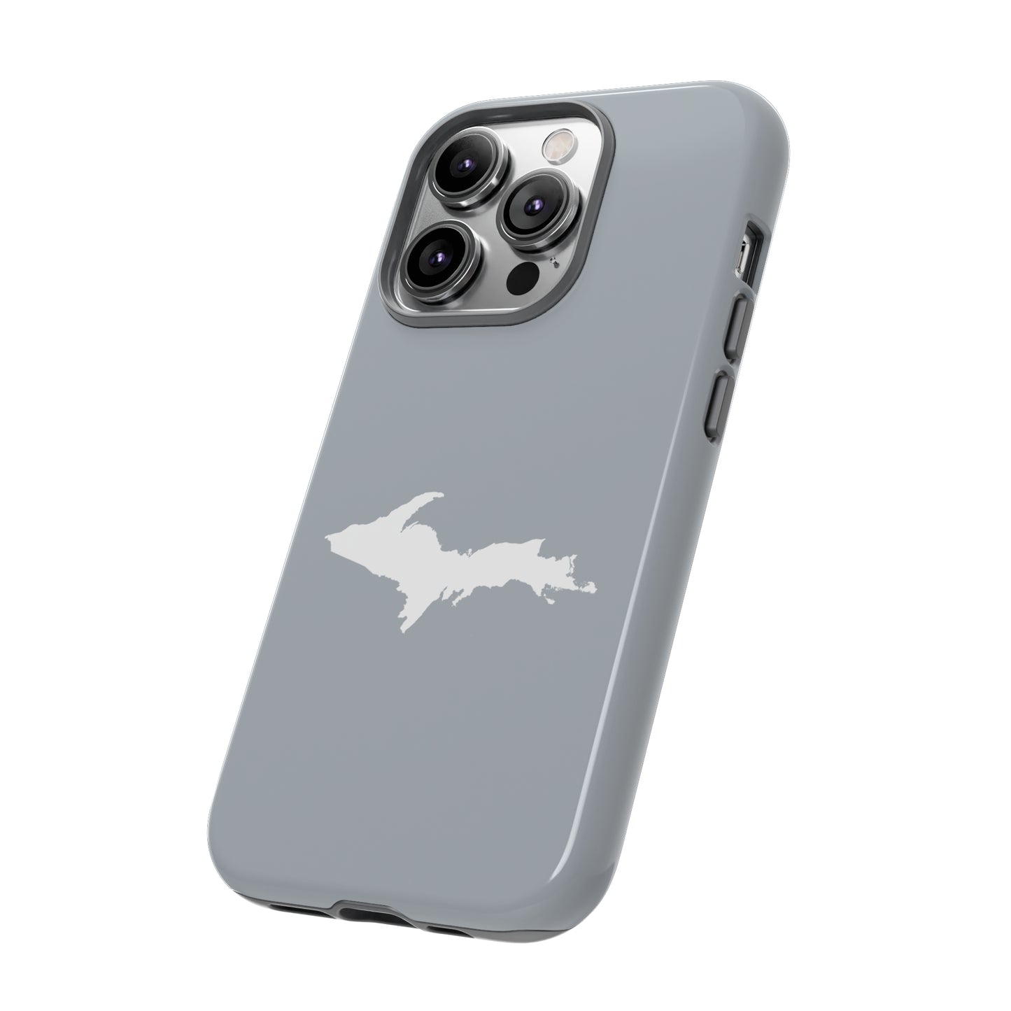 Michigan Upper Peninsula Tough Phone Case (Silver w/ UP Outline) | Apple iPhone