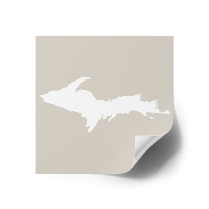 Michigan Upper Peninsula Square Sticker (Canvas Color w/ UP Outline) | Indoor/Outdoor