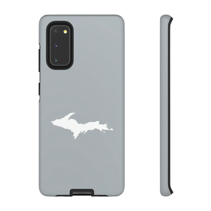 Michigan Upper Peninsula Tough Phone Case (Silver w/ UP Outline) | Samsung & Pixel Android