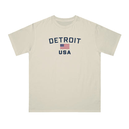 'Detroit USA' T-Shirt (w/ USA Flag) | Organic Unisex