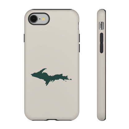 Michigan Upper Peninsula Tough Phone Case (Canvas Color w/ Green UP Outline) | Apple iPhone