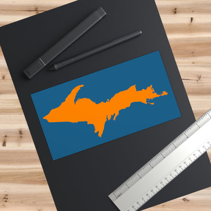 Michigan Upper Peninsula Bumper Sticker (w/ Orange UP Outline) | Blueberry Background