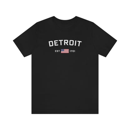 'Detroit Est 1701' T-Shirt (w/ United States Flag) | Unisex Standard Fit