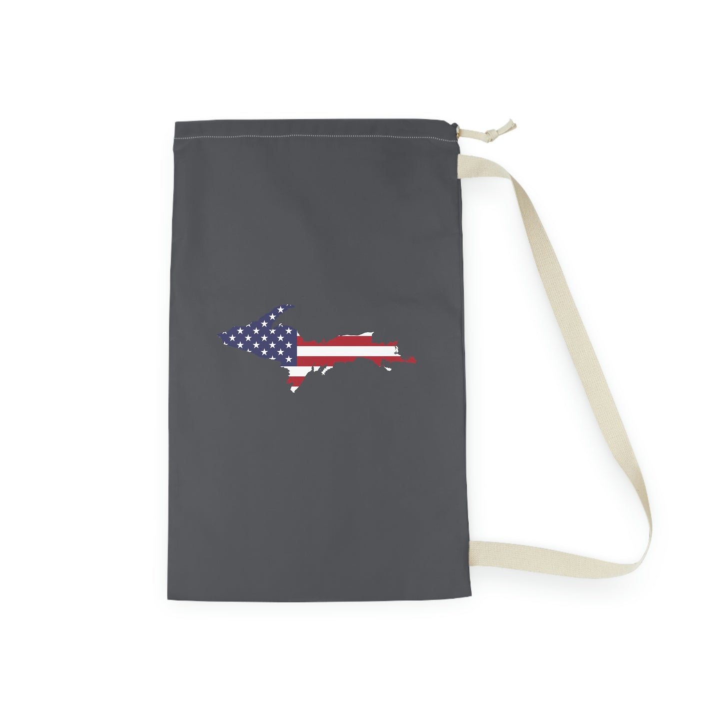 Michigan Upper Peninsula Laundry Bag (Iron Ore Grey w/ UP USA Flag Outline)