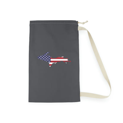 Michigan Upper Peninsula Laundry Bag (Iron Ore Grey w/ UP USA Flag Outline)