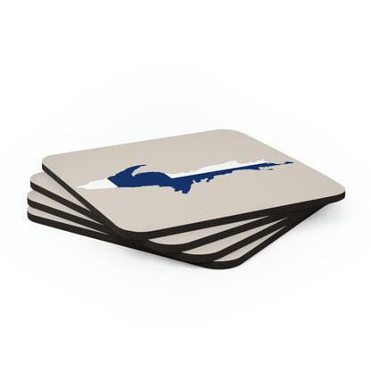 Michigan Upper Peninsula Coaster Set (Canvas Color w/ UP Ukraine Flag Outline) | Corkwood - 4 pack