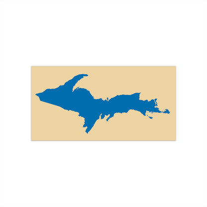 Michigan Upper Peninsula Bumper Sticker (w/ Azure UP Outline) | Maple Color Background