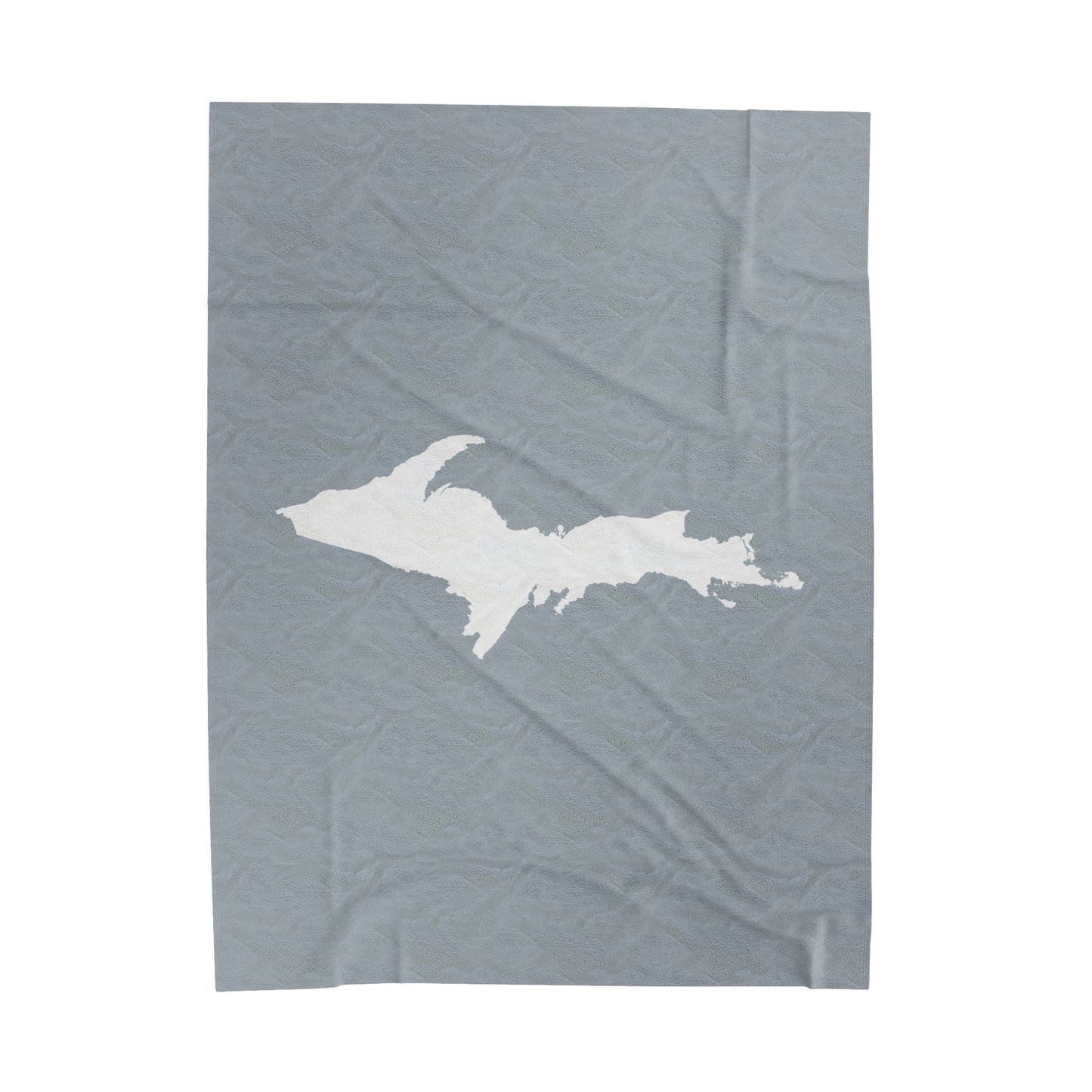 Michigan Upper Peninsula Plush Blanket (w/ UP Outline) | Silver