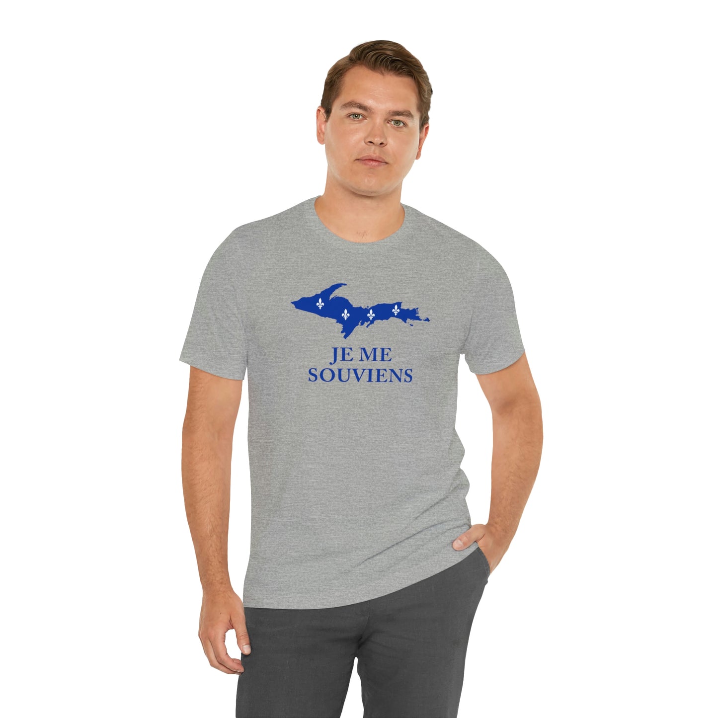 Upper Peninsula 'Je Me Souviens' T-Shirt (w/ UP Quebec Flag Outline) | Unisex Standard Fit