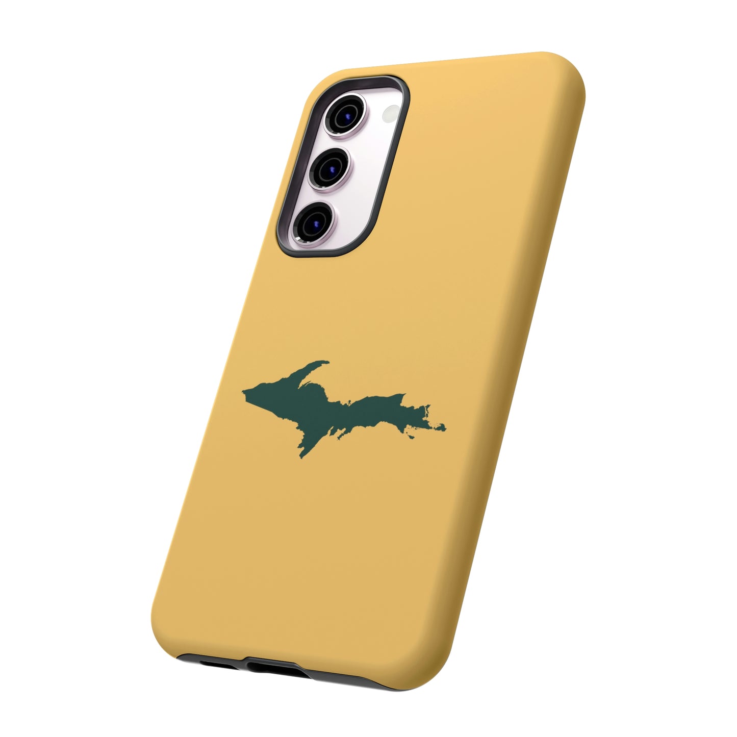 Michigan Upper Peninsula Tough Phone Case (Citrine w/ Green UP Outline) | Samsung & Pixel Android