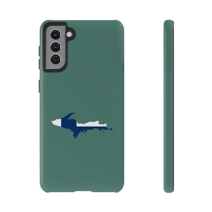 Michigan Upper Peninsula Tough Phone Case (Copper Green w/ UP Finland Flag Outline) | Samsung & Pixel Android