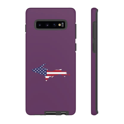 Michigan Upper Peninsula Tough Phone Case (Plum w/ UP USA Flag Outline) | Samsung & Pixel Android