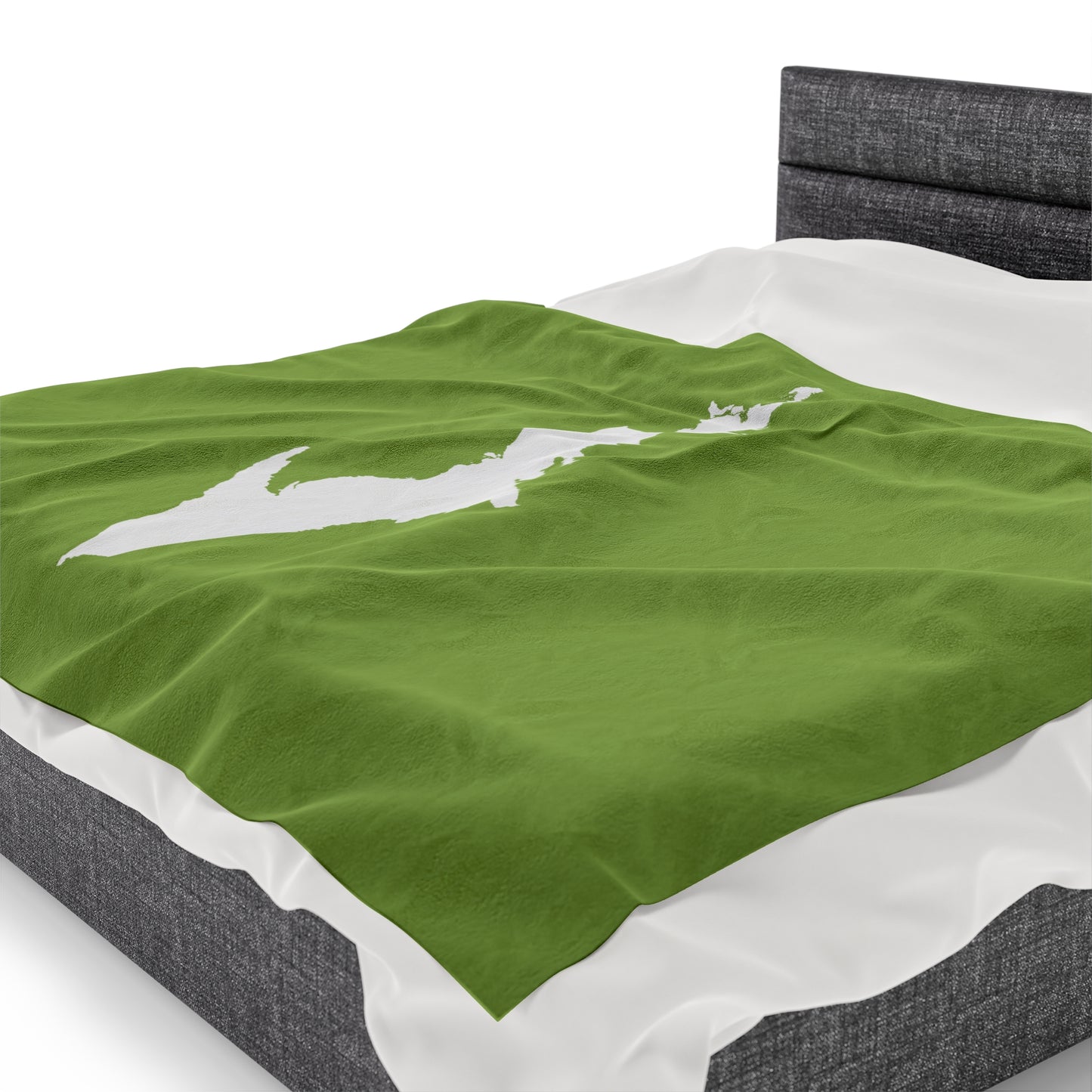 Michigan Upper Peninsula Plush Blanket (w/ UP Outline) | Gooseberry Green