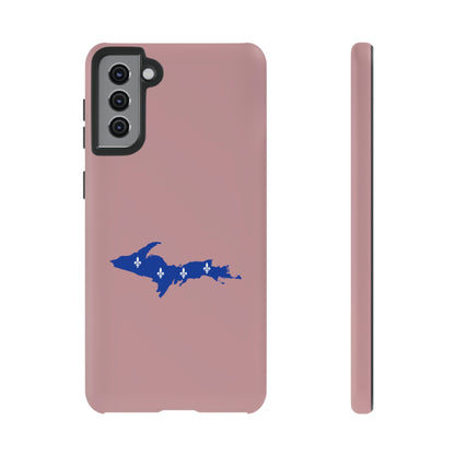 Michigan Upper Peninsula Tough Phone Case (Cherry Blossom Pink w/ UP Quebec Flag Outline) | Samsung & Pixel Android