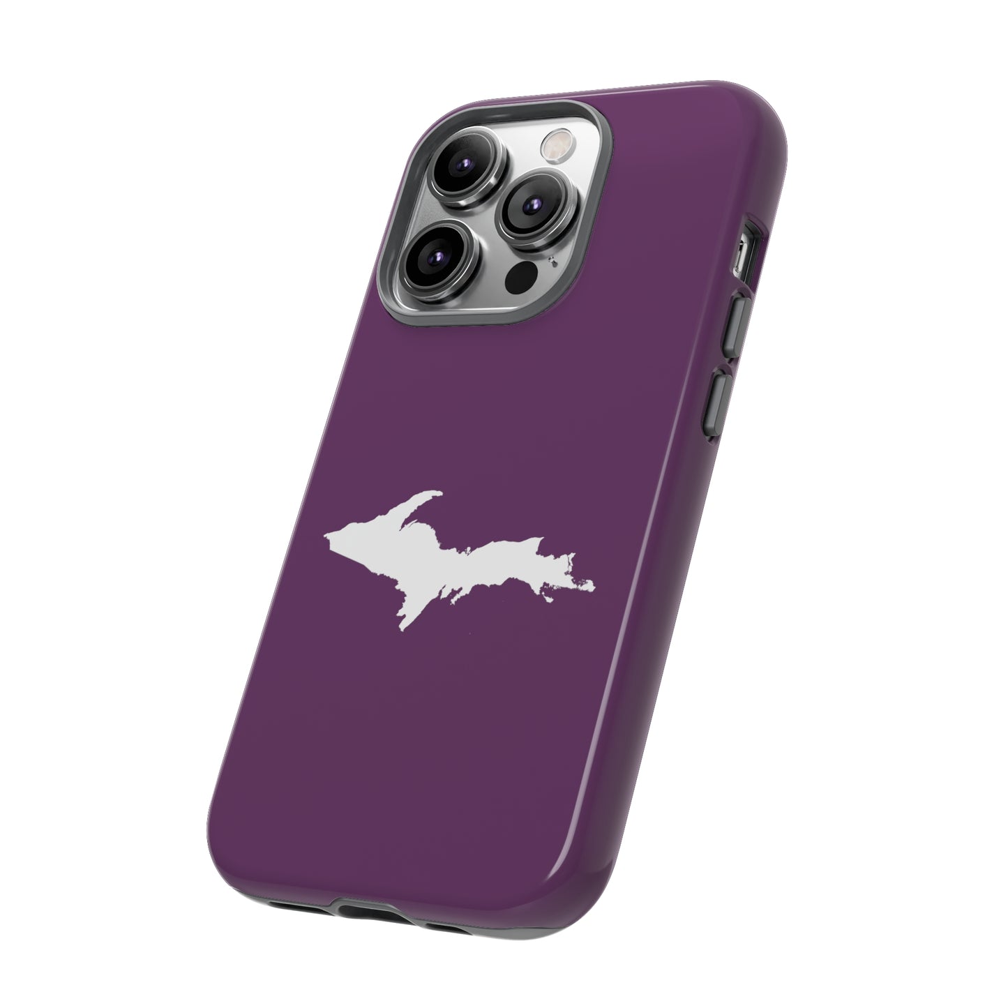 Michigan Upper Peninsula Tough Phone Case (Plum w/ UP Outline) | Apple iPhone